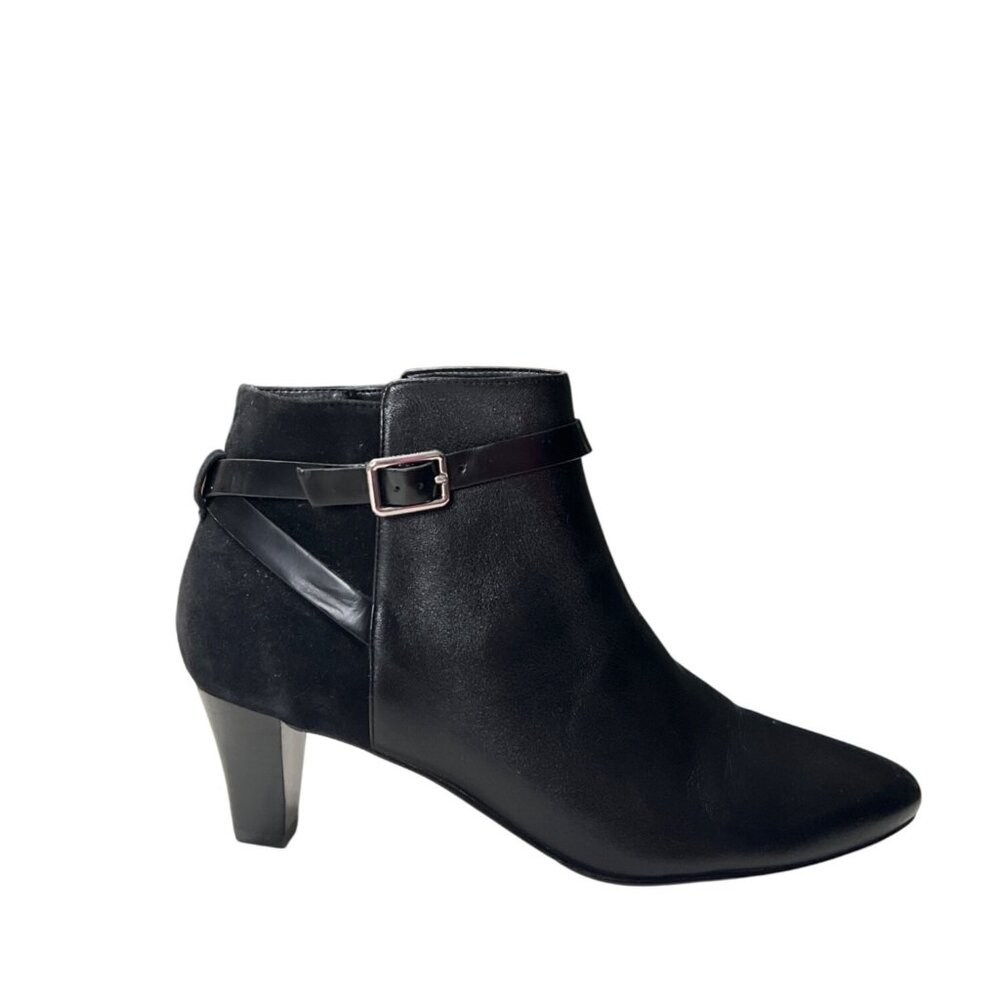 Cole Haan Grand OS Black Leather Heeled Booties Size 8.5